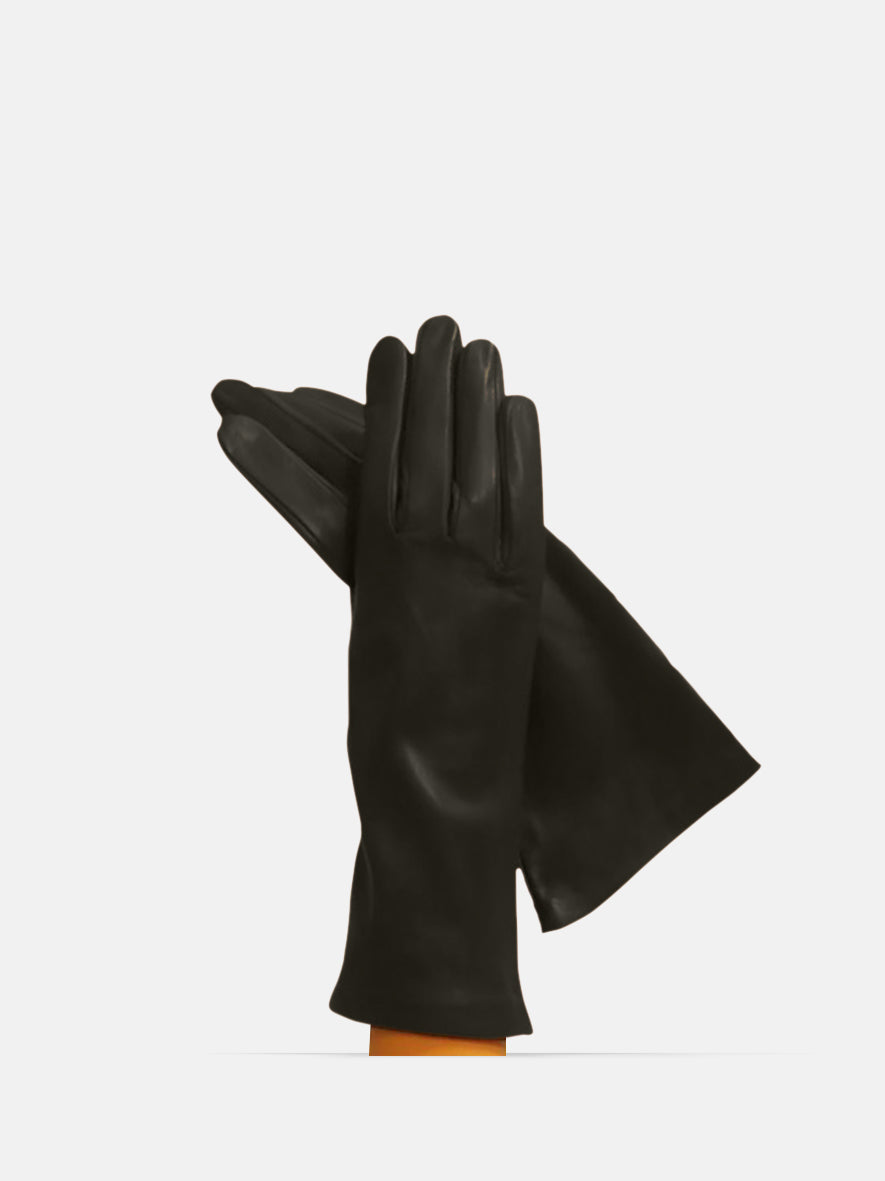 Cashmere Lined Italian Leather Gloves. Nero.