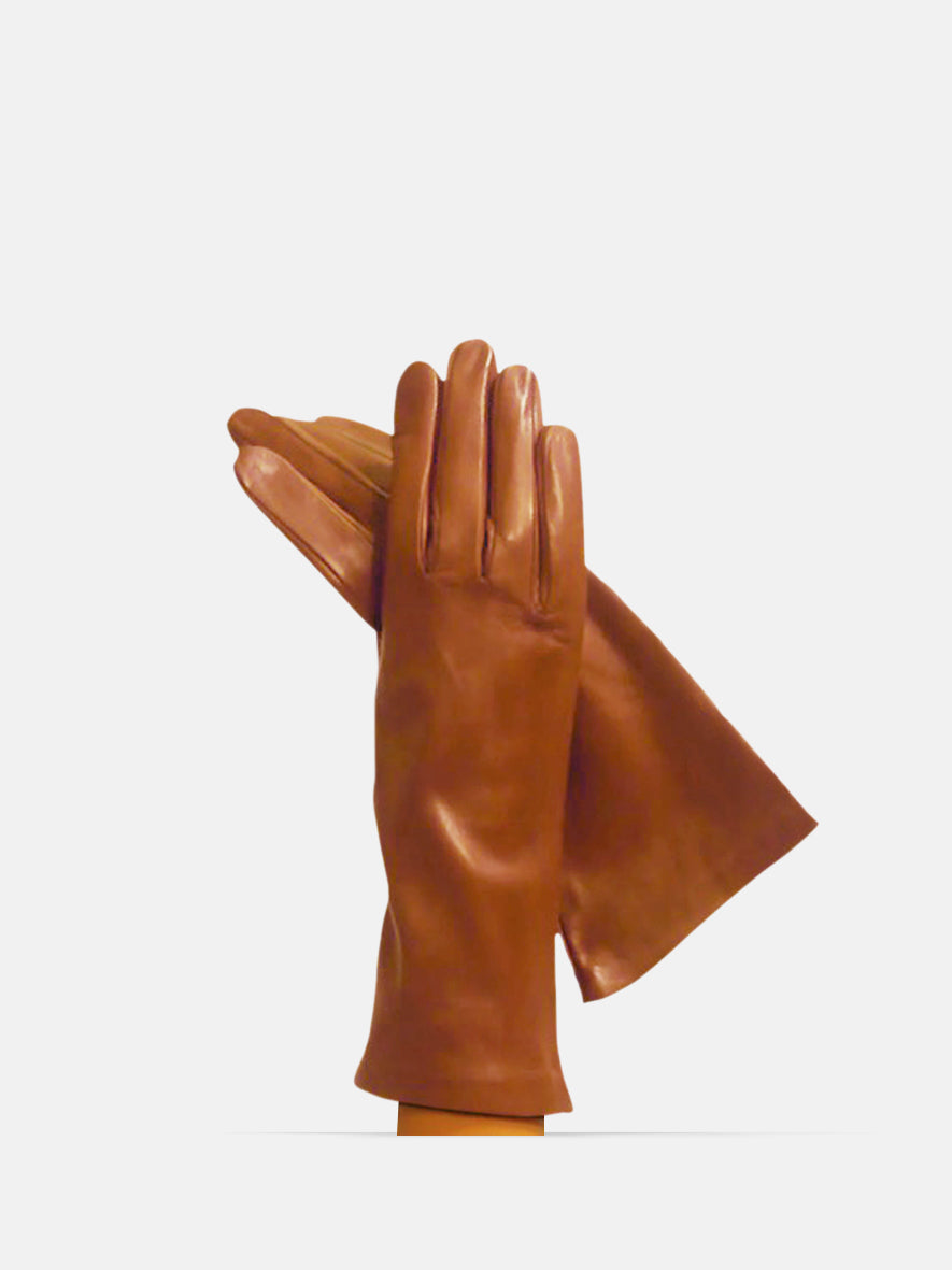 Cashmere Lined Italian Leather Gloves. Cuoio.